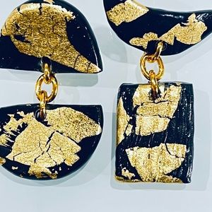 Statement one of kind clay earrings